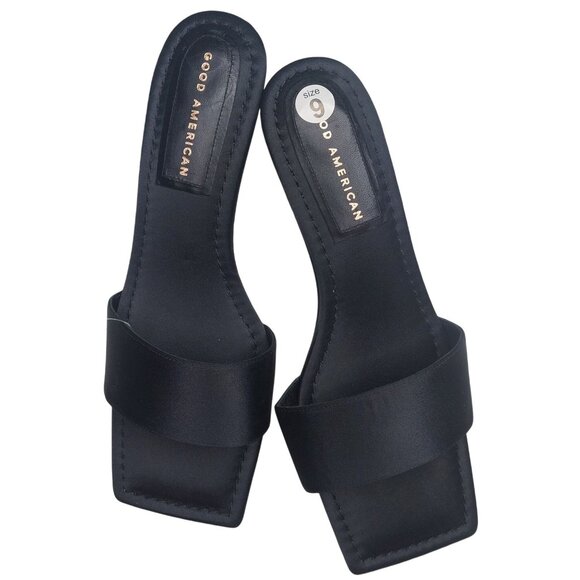 Good American Kickstand Slide Sandal Black Embellished Heel Size 9 NWOB - Picture 4 of 7